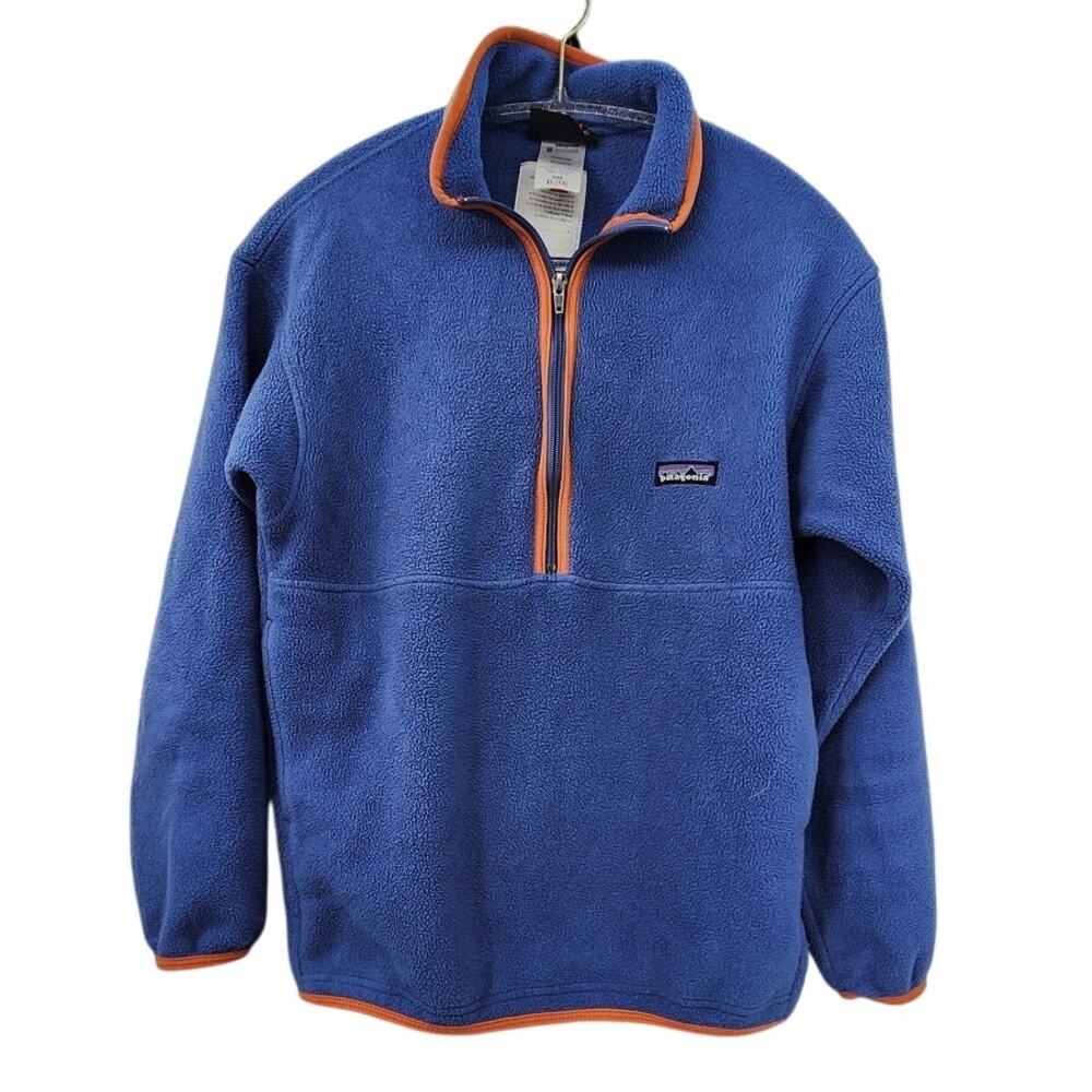 Vintage Patagonia Synchilla Pullover Kids 14 Women's Size Small Blue Prange Trim